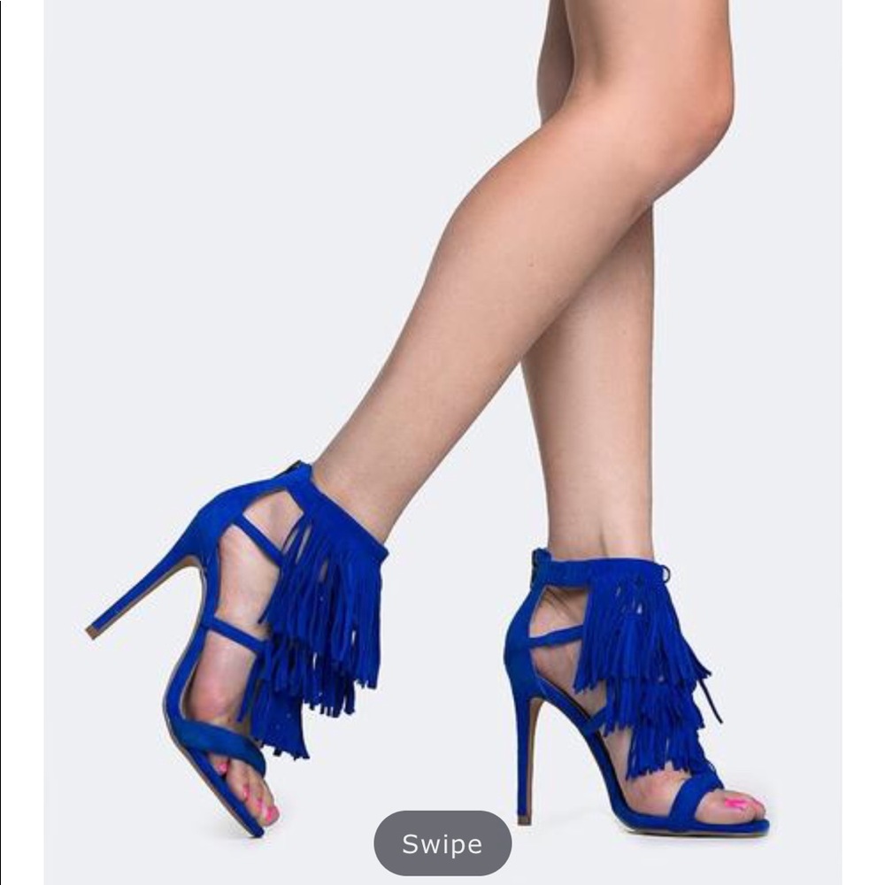Steve Madden Blue Fringe Heels